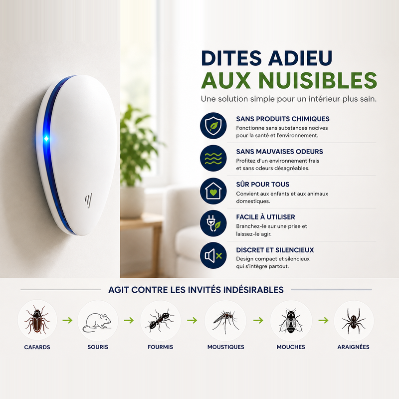 RYVO™ — Répulsif Anti-Nuisibles à Ultrasons