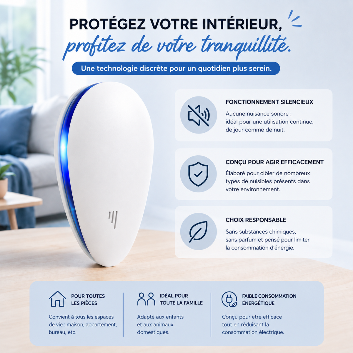 RYVO™ — Répulsif Anti-Nuisibles à Ultrasons